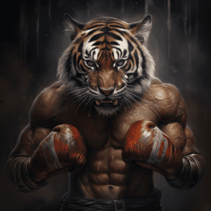 tiger thai boxer in boxing gloves